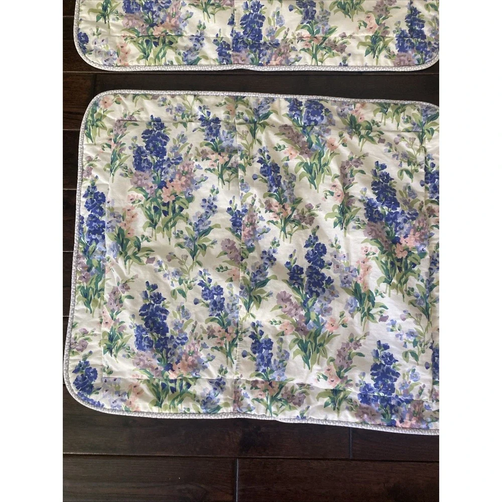 2 Vintage Laura Ashley Abbeville Stocks Standard Pillow Shams Padded Top